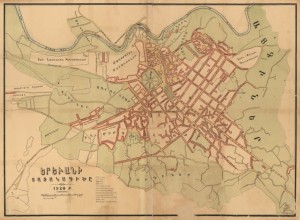 Map 1: First official map of Yerevan published in 1920 prior to the implementation of Tamanian’s radial plan.