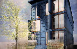 Rendering of the container condo headed to Newark (Credit: C+C Architecture)
