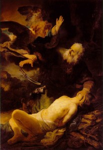 Abraham & Isaac (oil on canvas), Rembrandt, 1634